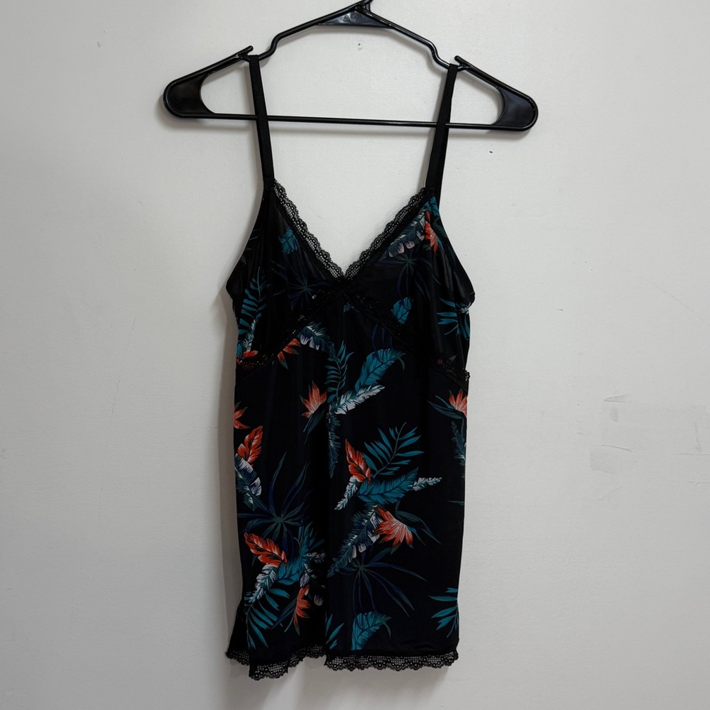 Women’s tropical floral lace trim cami vacation lace cami vacation novelty top